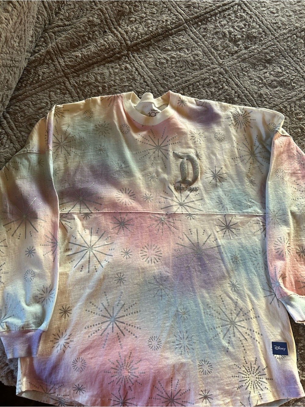 Disney Pastel Tie-Dye Crewneck Sweater with Starburst Print